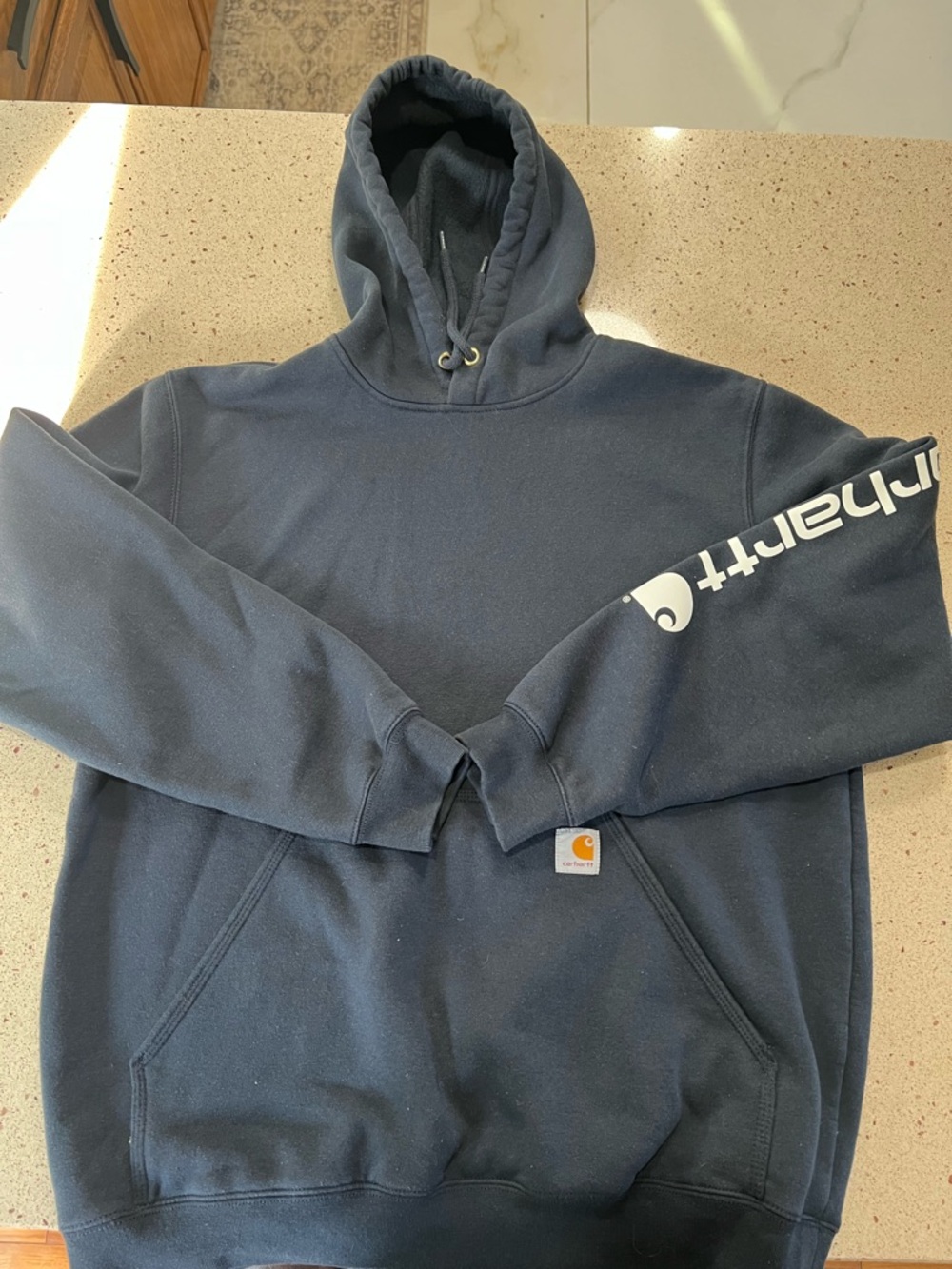 Carhartt Dark Navy Logo Sleeve Hooded Pullover